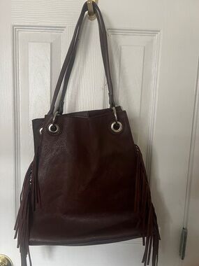Urban Originals Fringe Shoulder Tote in Dark Brown in EUC designed in Australia